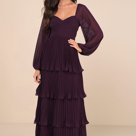 Lulus Dresses & Skirts - Lulus Impactful Elegance Purple Tiered Balloon Sleeve Maxi Dress - Size M